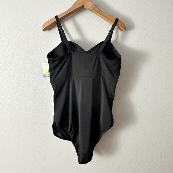 Cacique Lightly Lined No Wire Black One Piece Swimsuit women's plus size 20 NEW - Picture 7 of 11